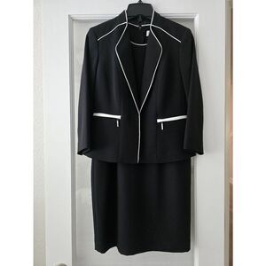 Women's Kasper Jacket and Dress Black and‎ White Size 2 Petite